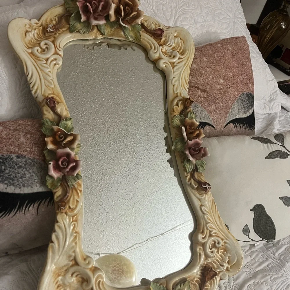 Floral Cream and Pink Wall Mirror